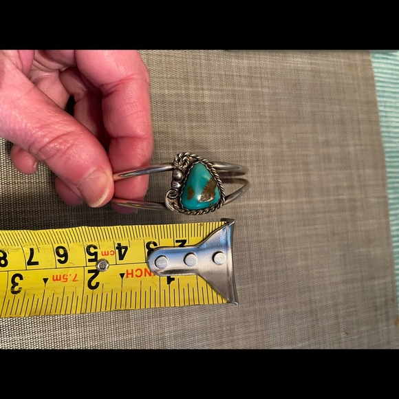 Native American Helen Harrison Turquoise Sterling Cuff Bracelet over 14g - Picture 8 of 11